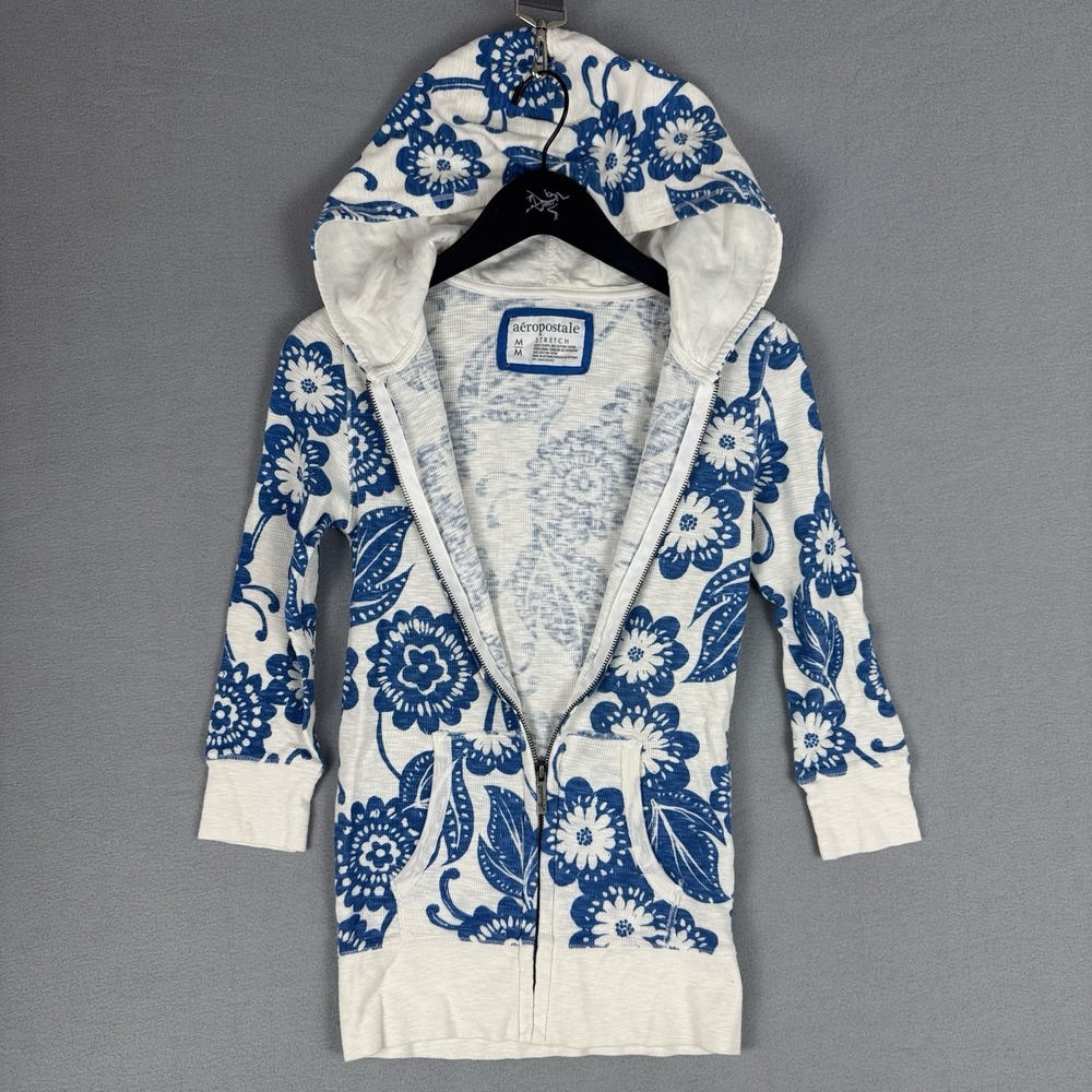 Vintage Y2K Aeropostale Lightweight Sweatshirt Floral Full Zip Womens Medium